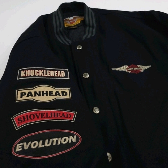 Harley-Davidson Black Varsity Jacket with Patches Large - Picture 2 of 7